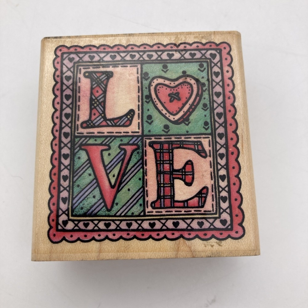 Valentine Country Love Word Lace Rubber Stamp Rubber Stampede A1330E Vintage
